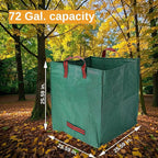 Heavy Duty Reusable Garden Bags with Reinforced Handles - 72-Gallon Leaf Collector & Yard Waste Bags, Portable Foldable Lawn Bags for Home, Garden, and Yard Cleanup