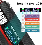 1000W/2000W(Peak) Car Power Inverter DC 12V to 110V/120V AC Converter with LCD Display Dual AC Outlets and Dual USB Car Charger for Car Camping Laptop Truck Black