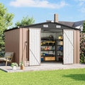 10x8 FT Outdoor Storage Shed with Lockable Double Doors & Loping Roof, Outdoor Metal Shed for Bike, Tool, Generator Storage in Backyard, Patio (10’x8’)