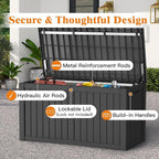Outdoor Storage Box - Lockable Waterproof UV-Resistant Resin Deck Box for Patio Cushions, Pool Accessories (Black, 150 Gallon)