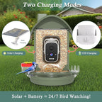 Bird Feeder with Camera, 2-in-1 Bird Bath and Perch, 3K Live View, Squirrel-Proof Cable, 2.4G WiFi, AI Detection, Instant Arrival Alerts, Backyard Birdwatching Gift for Birdlovers