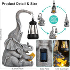 Solar Elephant Statue Lights Outdoor Garden Decoration, Elephant Statue with Solar Lantern Outdoor Decoration for Mother Women Birthday Gift-Courtyar Balcony Lawn Decor