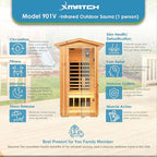 Saunas 901V Far Infrared Sauna, Outdoor Wooden Dry Sauna Low EMF (Hemlock Wood, 1-Person Size)