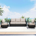Outdoor Patio Furniture Set, 3-Piece Aluminum Patio Conversation Set All-Weather Metal Outdoor Sectional with 6 Inch Thick Cushions, Deep Setting for Garden, Outside and Porch