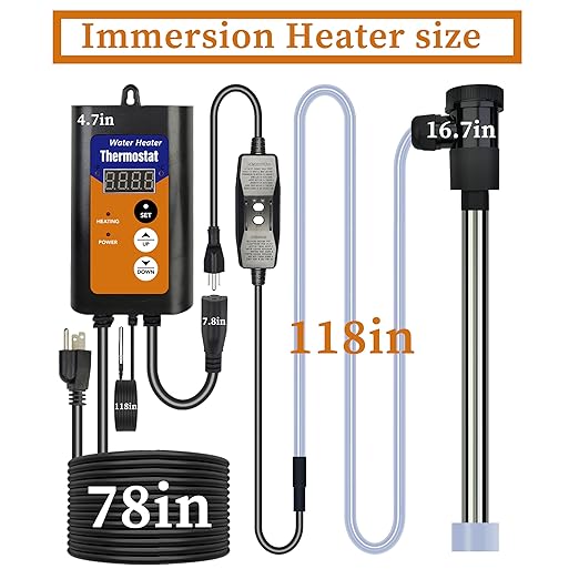 2000W Titanium Fully Submersible Portable Electric Inflatable Pool & Hot Tub Immersion Water Heater with GFCI, Temperature Control for Baptistry,Swimming Pool and Above Ground Pool