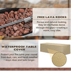 2-Piece 54" Outdoor Propane Fire Pit Table Set W 16" Tank Cover Side Table, 50,000 BTU Rectangle Concrete Fire Pit Coffee Table, Lava Rocks, Rain Cover for Patio, Backyard, Garden, Porch, Deck