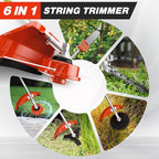 52cc 6-in-1 Gas Powered Weed Eater with Hedge Trimmer & Pole Saw - Multi-Attachment Brush Cutter,2-Stroke Lightweight Trimming Machine for Yard Maintenance