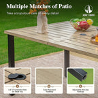HERA'S HOUSE 7-Piece Outdoor Dining Set for 6, 60" Weather-Resistant Metal Patio Table with 6 Foldable Blue Chairs, Perfect for Garden, Backyard, Porch & Lawn (Space-Saving Design)