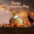 Topadorn Fall Gnome Statue Pine Cone Car with Pumpkin Wheel, Autumn Harvest Gnome Resin Figurine for Home and Outdoor, Thanksgiving Party Home Gnomes Decor