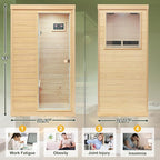 Infrared Sauna Home Sauna Box 1 Person Infrared Sauna Dry Sauna Far Infrared Sauna Indoor Sauna Hemlock Mini Single Person Sauna for Home on The Right of The Indoor Sauna Room, Natural