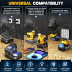 Real 200W Power Inverter Compatible with Dewalt 20V Max, Battery Inverter DC 20V to AC 110V-120V, LIVOWALNY Power Adapter with a 5AH Battery & a Charging Station & 2 USB-A & 1 Type-C & 1 AC Outlet