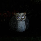 Alpine Corporation 13" Tall Outdoor Solar Powered Owl Yard Statue with LED Lights