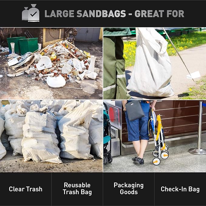 Sandbaggy Large Sandbags - Size: 31" x 45" - Thick Heavy Duty Contractor Bags, Heavy Duty Garbage Bags, Dumpster Bag, Construction Trash Bags, Contractor Bags 6 mil (10)