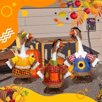 3 Set Fall Goose Outfit 23 Inch Fall Pilgrim Cement Goose Outfit Thanksgiving Scarecrow Porch Decor Clothes Costume for Autumn Garden Yard Statue Decor