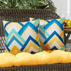 Pyonic Pack of 2 Decorative Outdoor Waterproof Pillow Covers 18x18 Square Garden Outside Polyester Throw Pillow Covers for Patio Tent Couch Funiture, Colorful Blue Yellow