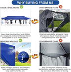 COBIZI 10x30 Pop up Canopy Tent 10x30 Canopy with Sidewall Waterproof Heavy Duty Commercial for Parties Outdoor Garden Gazebo Tent, Carry Bag with Wheel(10x30ft with Sidewalls,Dark Blue)