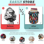 Feathers Laundry Basket Foldable With Handles Funny Tote Bag Oxford Cloth Colorful Feather Laundry Hamper Clothes Storage Bucket Toy Organizer For Bathroom/Laundry/Bedroom 18.9" x 16.5 "