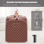 COSTWAY Portable Steam Sauna, 3L Foldable Sauna Spa with Remote Control, 9-Gear Temperature and Timer, Atomization Function, Personal Sauna Tent for Relaxation at Home (Coffee)