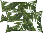 LVTXIII Set of 2 Patio Lumbar Pillows, 12”x20” Fade Resistant Outdoor Lumbar Pillow with Inners, Fluffy Decorative Garden Lumbar Cushions for Home Patio Coach Sofa Use, Palm Green