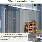 4x7 FT Metal Outdoor Storage Shed, Lean-To Garden Tool and Bike Shed with Lockable Door and Air Vents, Waterproof Sloped Roof Steel Utility Shed for Backyard, Patio,Lawn Equipment, Olive Gray