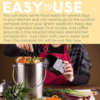 EPICA Countertop Compost Bin Kitchen | 1.3 Gallon | Odorless Composting Bin with Carbon Filters | Indoor Compost Bin with Lid | Stainless Steel Kitchen Composter for Food Scraps & Waste Recycling