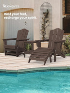 KINGYES Folding Adirondack Ottomans Set of 4 for Adirondack Chair, Coffee
