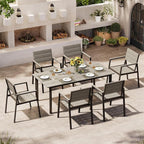 HDPS Outdoor Patio Dining Chairs Set of 2, 350LBS Capacity Aluminum Patio Dining Chairs with Armrests, Weather-Resistant for Lawn, Garden, Yard, Poolside and Indoor Use, Gray