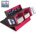 MTG Deck Box, MTG Commander Card Deck Box with Commander Display, Fits 250+ Single Sleeved, Double Card Storage Box with Dice Tray, Magnetic Card Storage Case for CCG TCG Sports Cards, Black Red