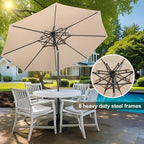 FLAME&SHADE 9ft Patio Umbrella - 2 Tiers Outdoor Umbrella with Push Button Tilt and Crank for UV Protection, Table Market Umbrella for Garden, Deck, Backyard, Pool and Beach(Beige)