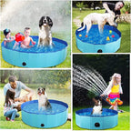 Foldable Pet Dog Kids Swimming Pool(40'' x 12''),Plastic Anti-Slip PVC Bathing Tub Swimming Pool Durable Fiberboard Kiddie Pool Blue