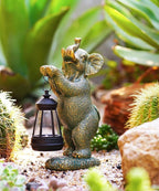 Solar Elephant Garden Statues for Outdoor: Outside Sculpture Lantern Decor for Yard Lawn Porch Patio Balcony Decorations Gifts for Grandma Mom Women