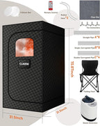 Sauna Box, Portable Steam Sauna, Portable Sauna for Home with 3L 1200W Steamer, 9 Levels, Folding Chair, Extra Large Size (2.6' x 2.6' x 5.9'), Full Body Sauna Tent for Relaxation, Detoxification