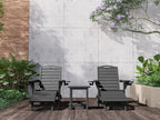 Folding Adirondack Chairs Set of 2,Adirondack Chair with Retractable Ottoman,Plastic Adirondack Chairs with 2 Cup Holder,Weather Resistant Patio Chair,Outdoor Chairs Set of 2(Grey)