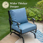 Patio Furniture Set 6 pcs, Outdoor Patio Furniture, 3-Seat Sofa, 2 Rocking Chairs, 2 Ottomans, Coffee Table and 5.75" Extra Thick Cushion, Conversation Set for Backyard Deck, Navy Blue