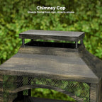Bestier 37" Fire Pits, Wood Burning Fireplace for Outside Rectangular Chiminea Outdoor Firepits with Poker, Wood Storage, Rain Cover and Removable Fire Grill for Patio, Garden, Backyard, Camping