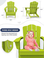 KINGYES Folding Adirondack Chair Set of 4, HDPE All-Weather Folding Adirondack Chair, Apple