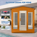 Outdoor Sauna 4 Person, Far Infrared Sauna for Home Low EMF, Wooden Spa Dry Saunas Room with Infrared Lighting and Integrated Speakers, 7 Colors Chromotherapy for Indoor and Gym