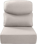 Luxury 22x24/22x25 6-Inch Smile Outdoor Cushions 1 Set - Deep Seat Water-Repellent Patio Furniture Replacement Cushion for Wicker Rattan Wood Metal Chair Glider Rocker Loveseat Sofa - Beige