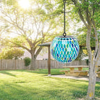 Solar Lanterns Outdoor Waterproof Hanging Solar Mosaic Lantern Outdoor Hanging Lights Waterproof Garden Patio Pathway Yard Décor Green