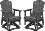 SERWALL Adirondack Swivel Glider Chair, HDPE Patio Swivel Glider Set of 2, All-Weather Glider Chair for Porch, Balcony, Slate Grey