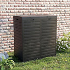 Outdoor Trash Can with Lid, Outdoor Trash Bin & Pull-Out Liquid Drawer, Dual Lid Closure Design, Waterproof Resin Garbage Can Container for Patio, Backyard, Deck (Black, 61 Gallon)