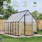 Greenhouse 6x11 FT Aluminum-Framed Heavy Duty Polycarbonate with Quick Setup Structure and Roof Vent Large Enhanced Outdoors Green House Kit