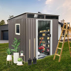 6X5 FT Outdoor Storage Shed, Waterproof Metal Garden Sheds with Lockable Door, Steel Tool Storage Buildings Shed & Outdoor Storage House for Garden, Backyard, Patio, Lawn, Trash Cans(Gray)