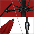 California Umbrella 9' Rd Sunbrella Aluminum Patio Umbrella, Crank Lift, Auto Tilt, Bronze Pole, Jockey Red