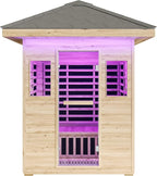 Albott Outdoor Sauna 3 Person, Infrared Saunas for Home, Low EMF 2645W/240V Spruce Wood Dry Sauna with Tourmaline Stone Foot Warmer, 7-Color Light Therapy & 2 Bluetooth Speakers, 60.2"x43.3"x98.4"