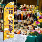 Honey for Sale Sign Feather Flag, 9.18FT Double-Sided Outdoor Advertising Swooper Banner with Pole Kit & Ground Stake – Tear-Resistant Polyester Feather Flag for Shops, Events & Promotions