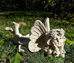 MeritMode Fairy Garden Figurines - Angel Statue with Butterfly and Holding Face, for Mom, Resin Outdoor Figurine for Patio & Yard, 10" Width