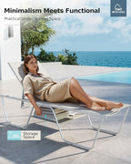 MFSTUDIO Outdoor Chaise Lounge Chair, Recliner Lounger Chair with 5 Adjustable Positions, Patio Tanning Lounger Chair for Poolside, Textilene, Patio Lounge Furniture