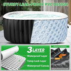 2 Person Inflatable Hot Tub with LED Lights, Oval Blow Up Portable Hot Tub, Leak-Proof PVC Outdoor Spa with 100 Strong Air Jets, Pump and Insulated Cover, Side Table, 75” X 47”X 25”