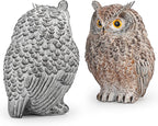 2 Pack Realistic Owl Statues for Indoor & Outdoor Decoration, Effective Birds Deterrent for Garden, Patio, Yard, and Home Decor, Suitable for Spring Decor (Brown & Gray)